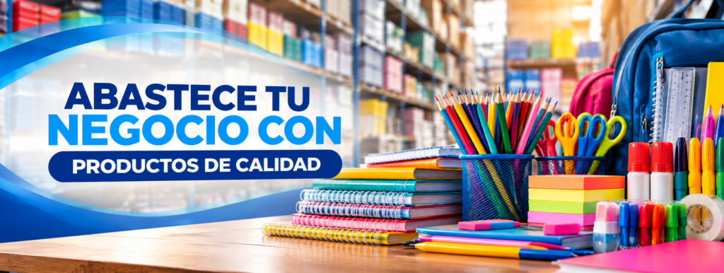 Banner de Negociaciones Anka con productos escolares y útiles de papelería.